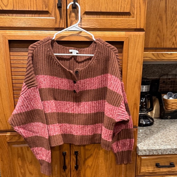 American Eagle Outfitters Sweaters - American Eagle Outfitters Brown and Pink Striped Sweater